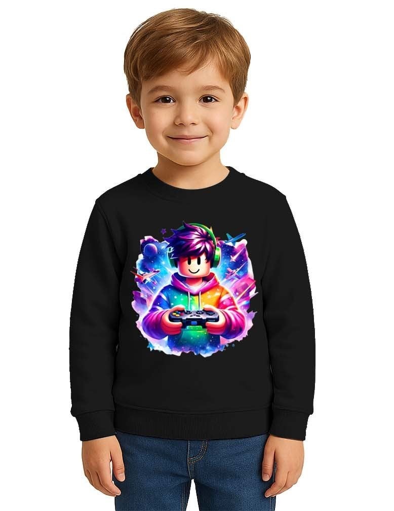 Unisex roblox Baskılı Çocuk Swaetshirt 3 İplik Şardonlu