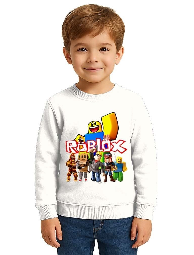 Unisex roblox Baskılı Çocuk Swaetshirt 3 İplik Şardonlu