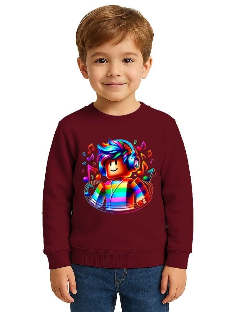 Unisex roblox Baskılı Çocuk Swaetshirt 3 İplik Şardonlu