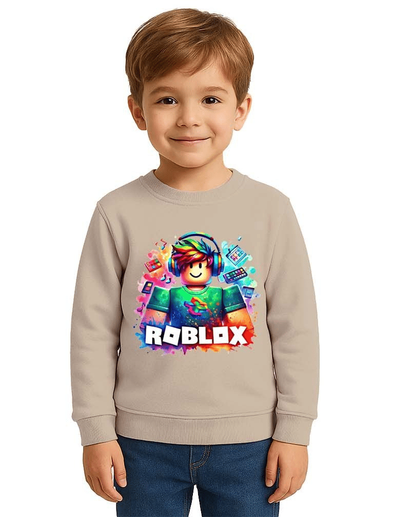 Unisex roblox Baskılı Çocuk Swaetshirt 3 İplik Şardonlu
