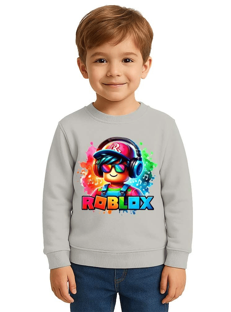 Unisex roblox Baskılı Çocuk Swaetshirt 3 İplik Şardonlu