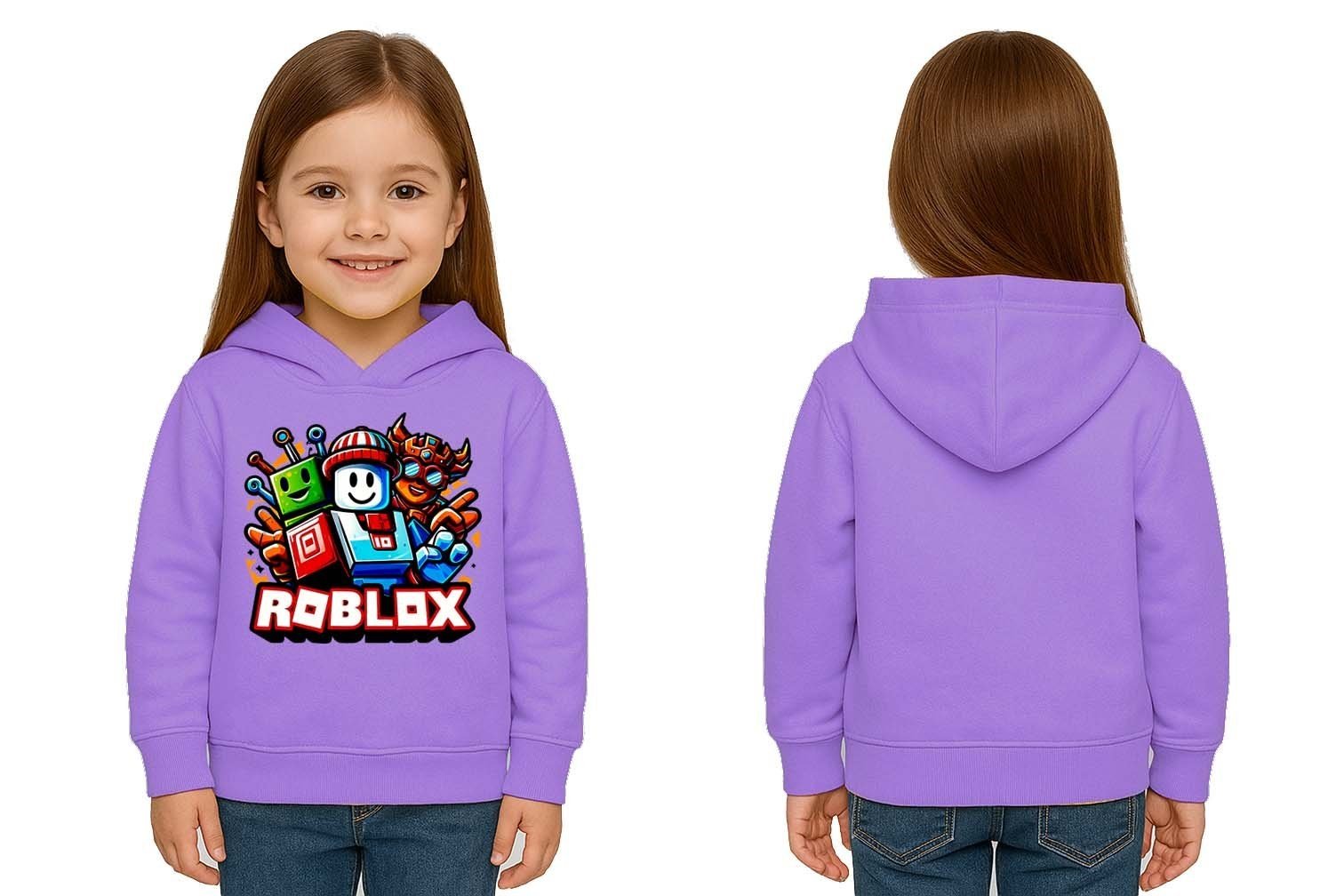 Unisex roblox Baskılı Çocuk Swaetshirt  Baskılı Kapüşonlu 3 İplik Şardonlu