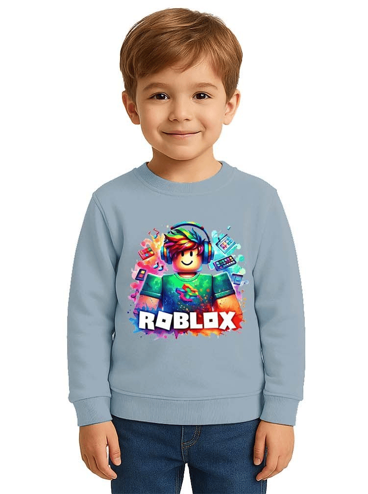 Unisex roblox Baskılı Çocuk Swaetshirt 3 İplik Şardonlu