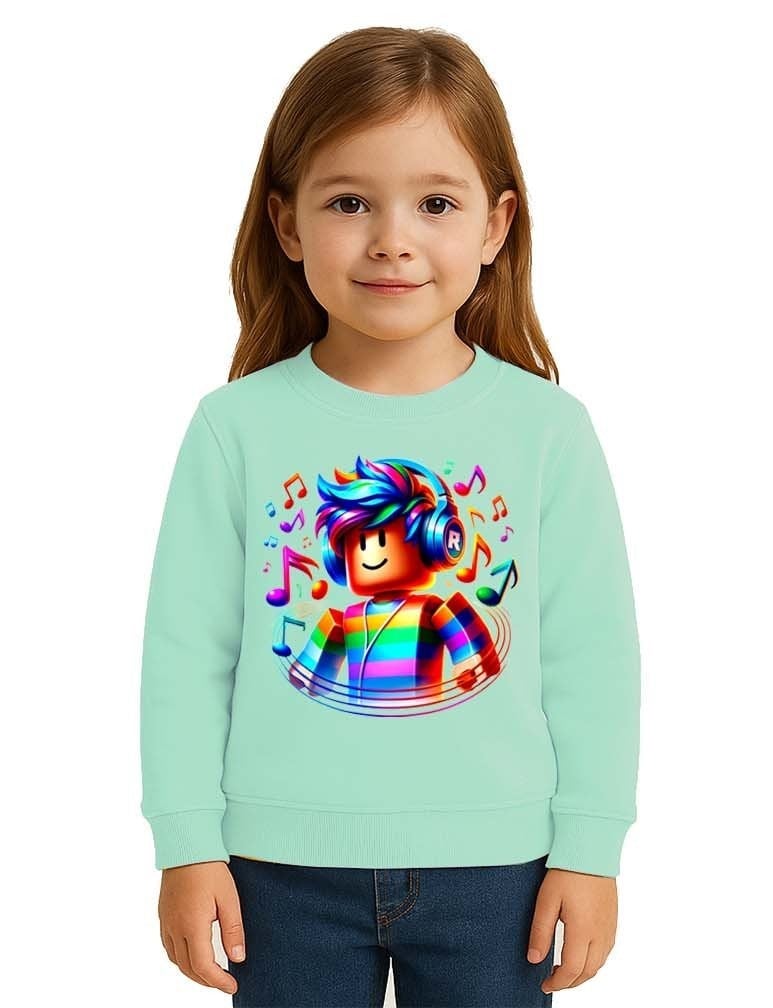 Unisex roblox Baskılı Çocuk Swaetshirt 3 İplik Şardonlu