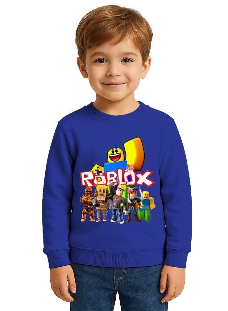 Unisex roblox Baskılı Çocuk Swaetshirt 3 İplik Şardonlu