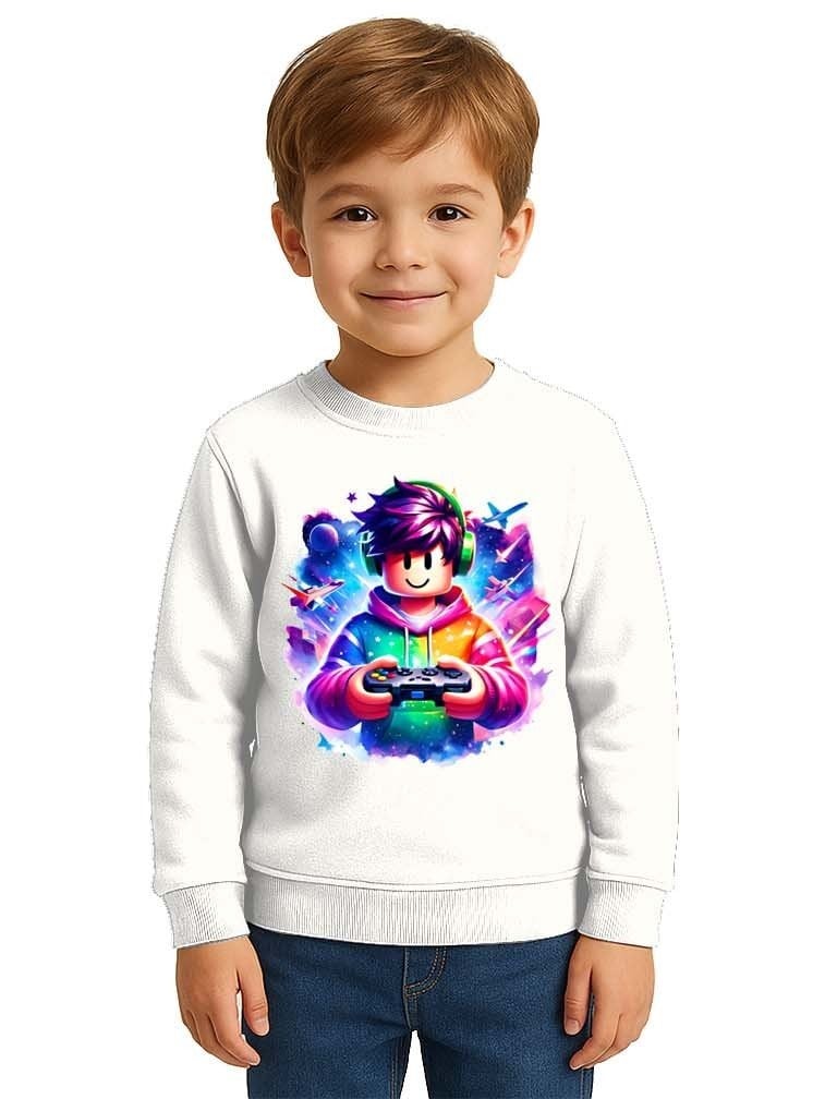 Unisex roblox Baskılı Çocuk Swaetshirt 3 İplik Şardonlu