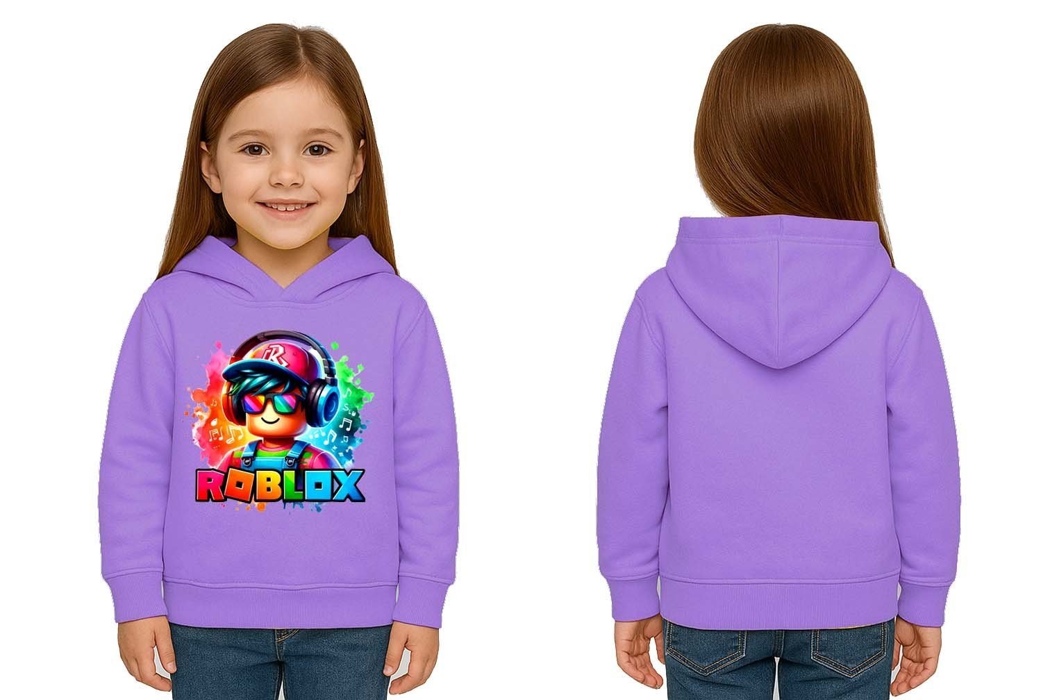Unisex roblox Baskılı Çocuk Swaetshirt  Baskılı Kapüşonlu 3 İplik Şardonlu