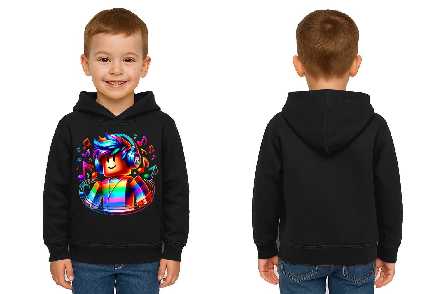 Unisex roblox Baskılı Çocuk Swaetshirt  Baskılı Kapüşonlu 3 İplik Şardonlu