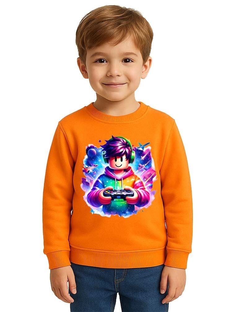 Unisex roblox Baskılı Çocuk Swaetshirt 3 İplik Şardonlu