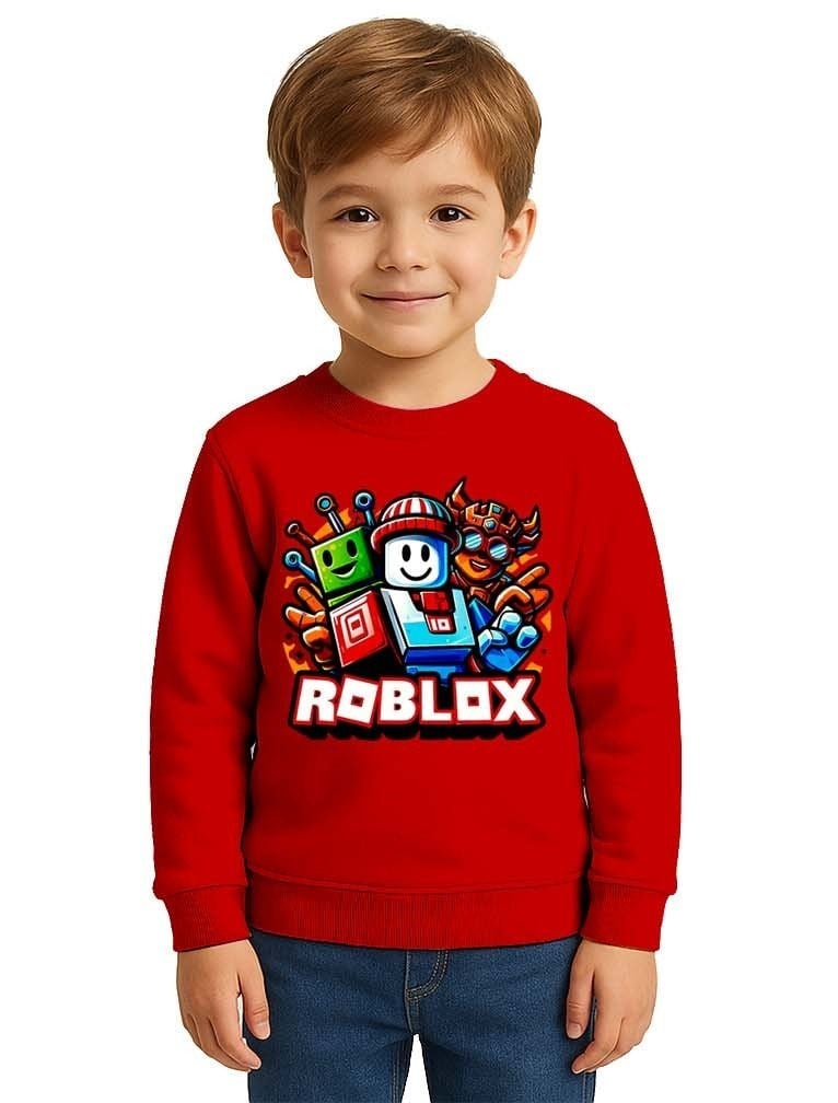 Unisex roblox Baskılı Çocuk Swaetshirt 3 İplik Şardonlu