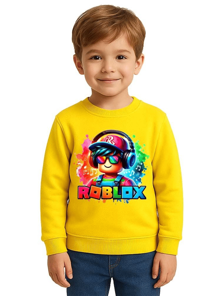 Unisex roblox Baskılı Çocuk Swaetshirt 3 İplik Şardonlu