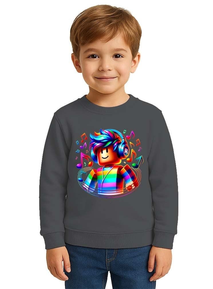 Unisex roblox Baskılı Çocuk Swaetshirt 3 İplik Şardonlu