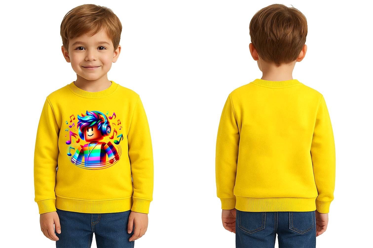 Unisex roblox Baskılı Çocuk Swaetshirt 3 İplik Şardonlu