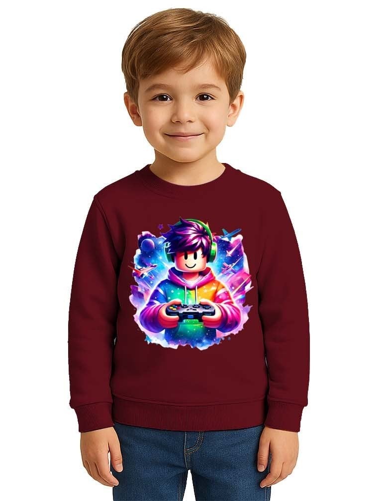 Unisex roblox Baskılı Çocuk Swaetshirt 3 İplik Şardonlu
