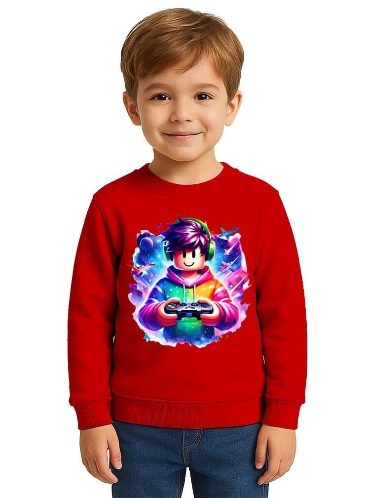 Unisex roblox Baskılı Çocuk Swaetshirt 3 İplik Şardonlu