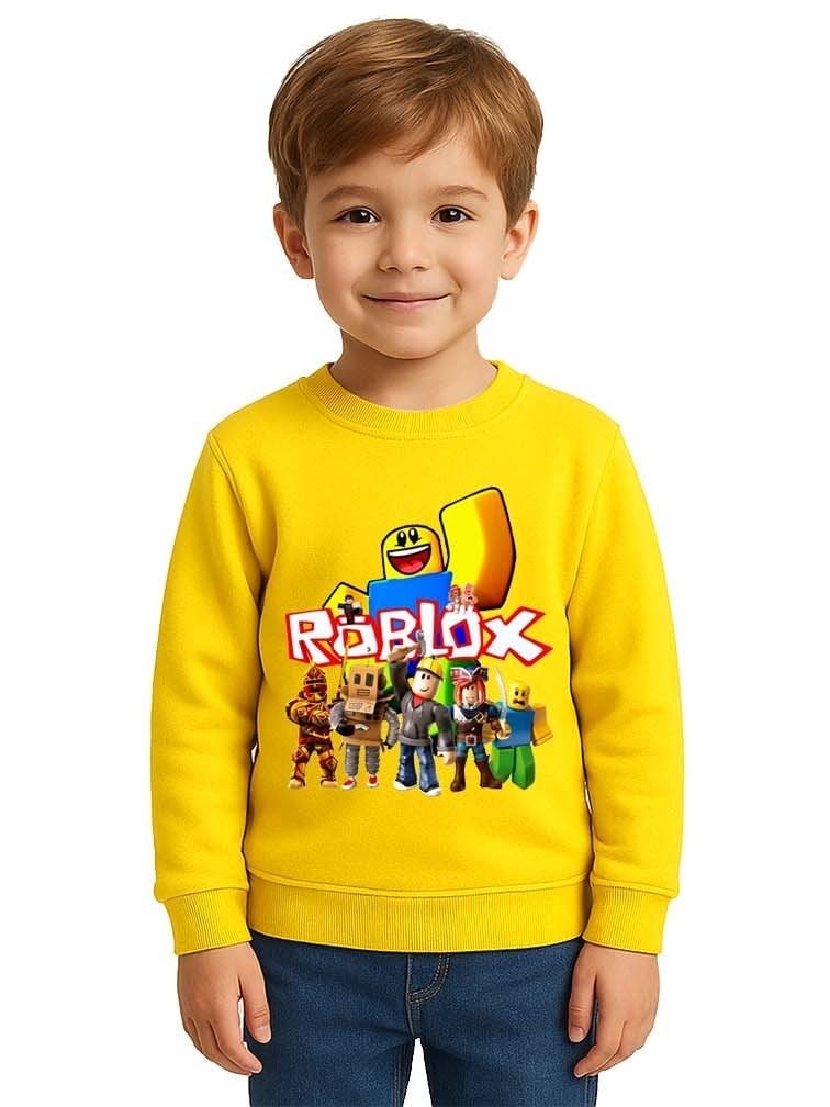 Unisex roblox Baskılı Çocuk Swaetshirt 3 İplik Şardonlu