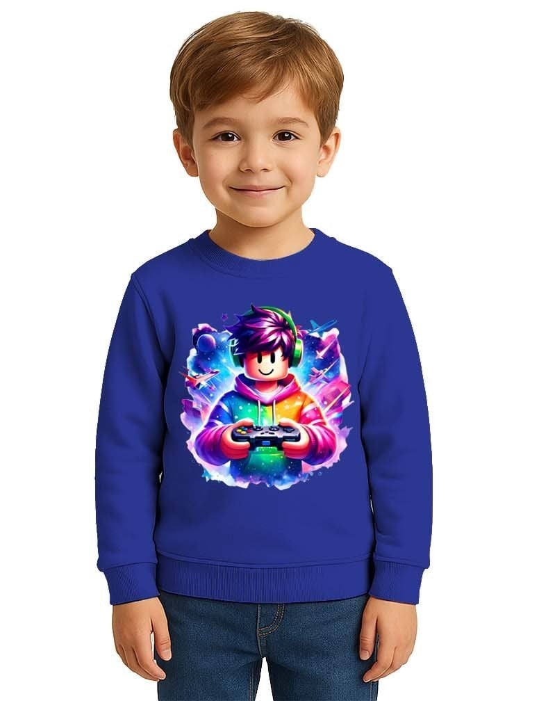 Unisex roblox Baskılı Çocuk Swaetshirt 3 İplik Şardonlu