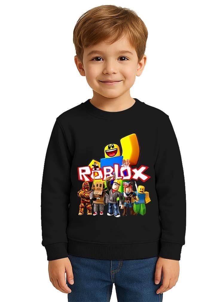 Unisex roblox Baskılı Çocuk Swaetshirt 3 İplik Şardonlu