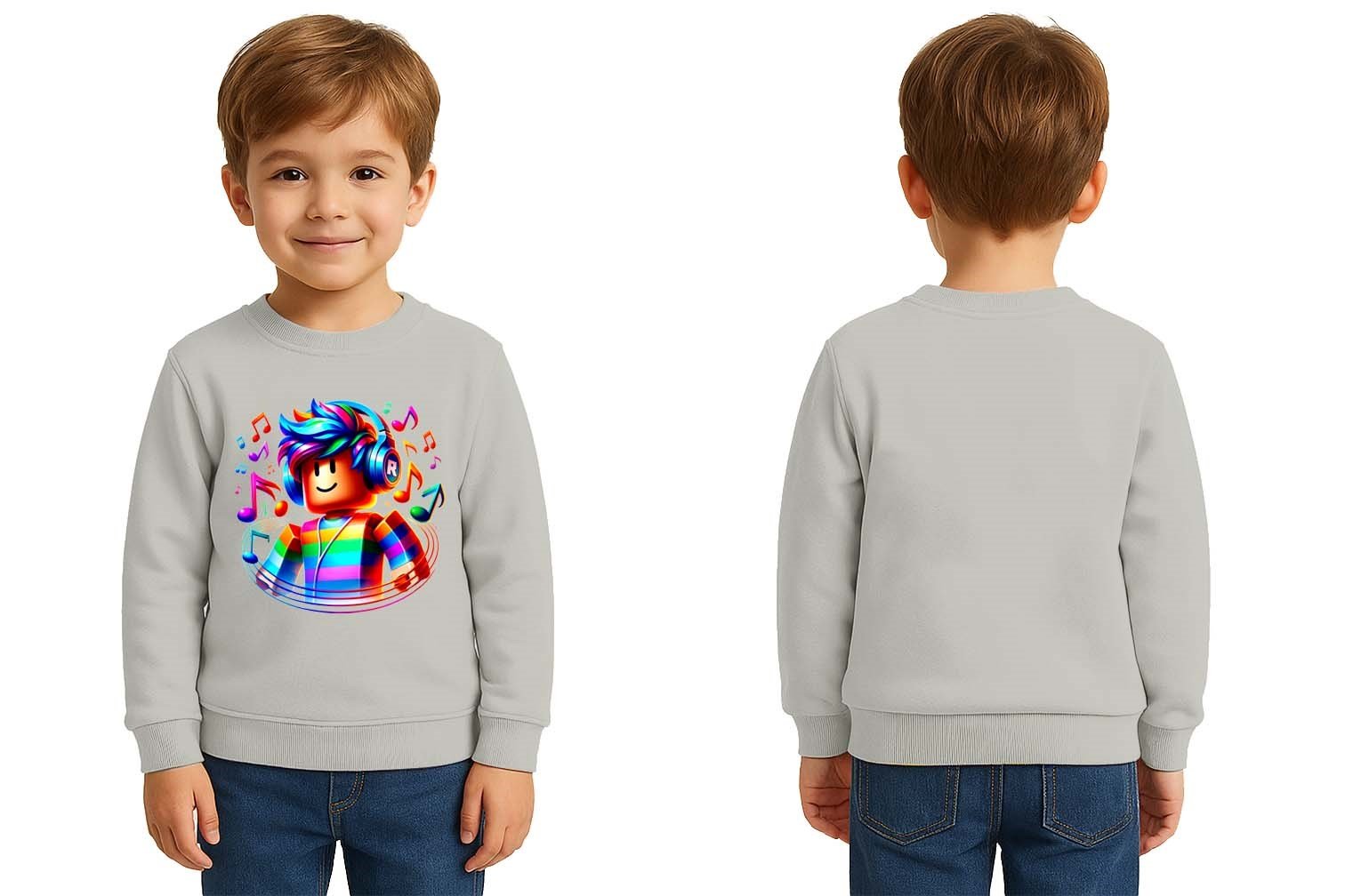 Unisex roblox Baskılı Çocuk Swaetshirt 3 İplik Şardonlu