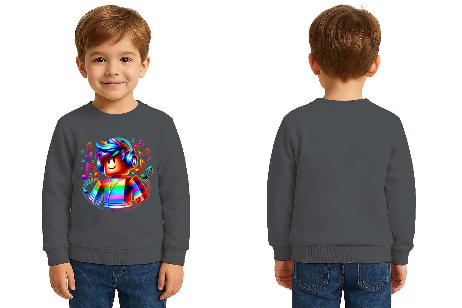 Unisex roblox Baskılı Çocuk Swaetshirt 3 İplik Şardonlu