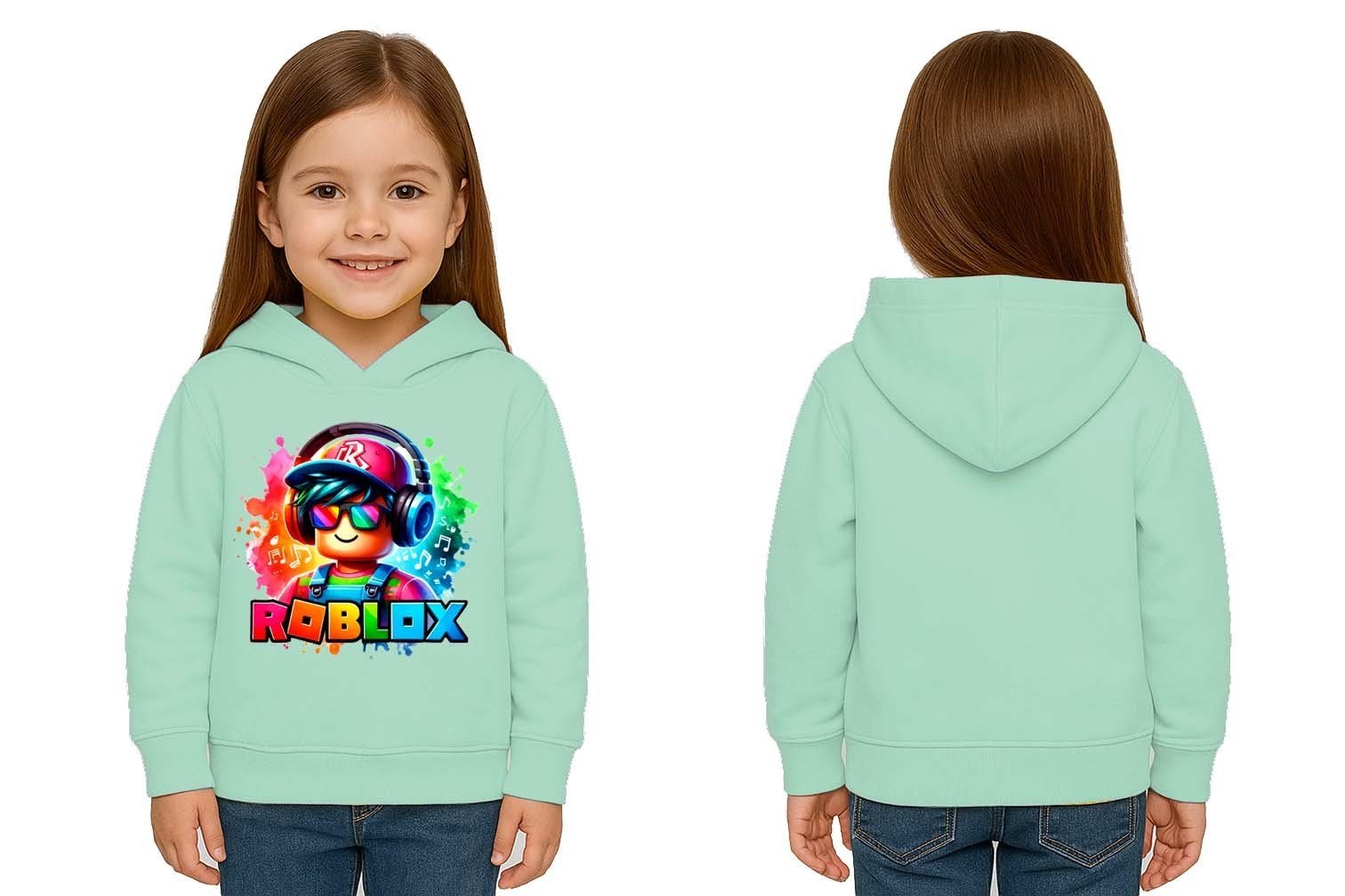 Unisex roblox Baskılı Çocuk Swaetshirt  Baskılı Kapüşonlu 3 İplik Şardonlu