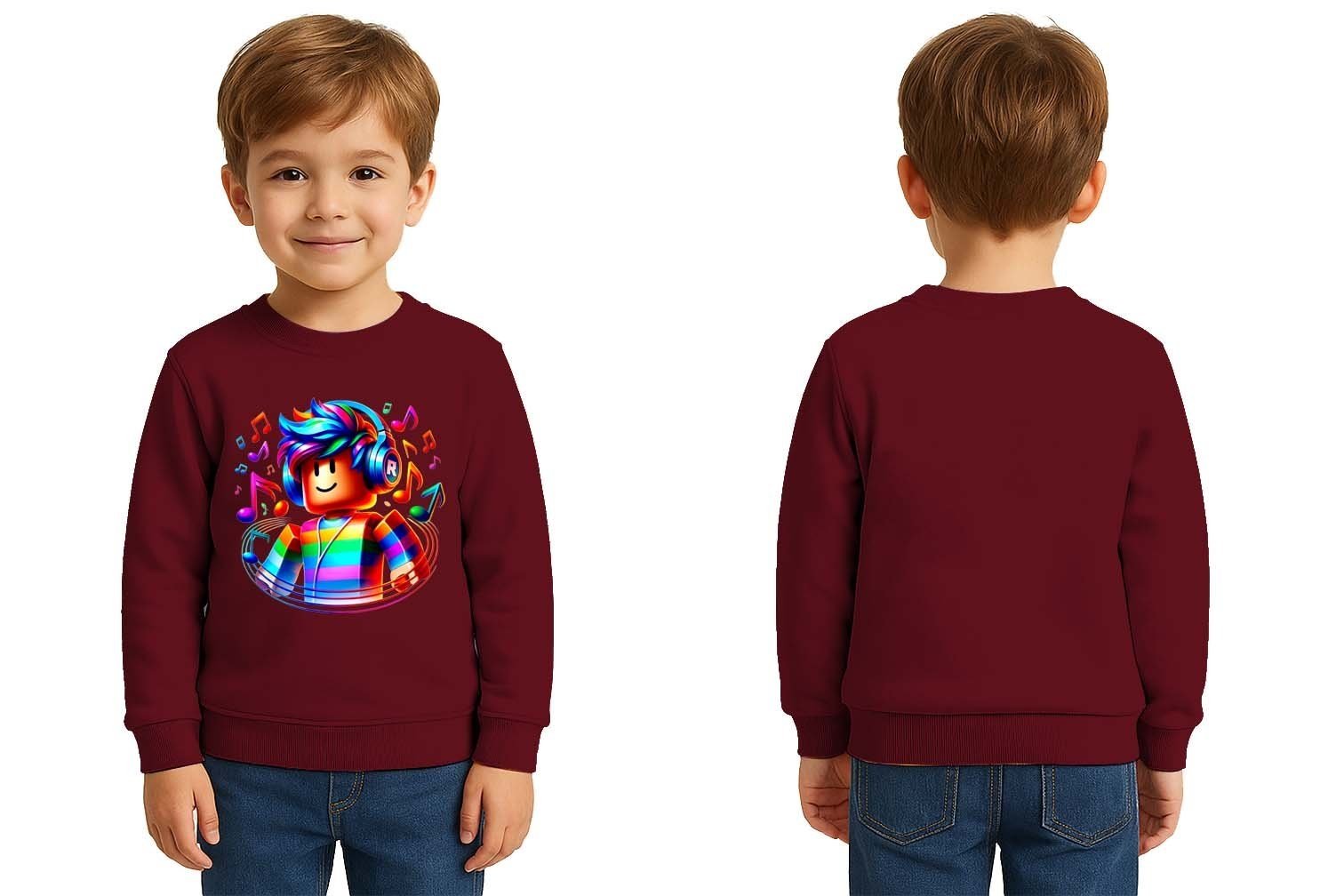 Unisex roblox Baskılı Çocuk Swaetshirt 3 İplik Şardonlu