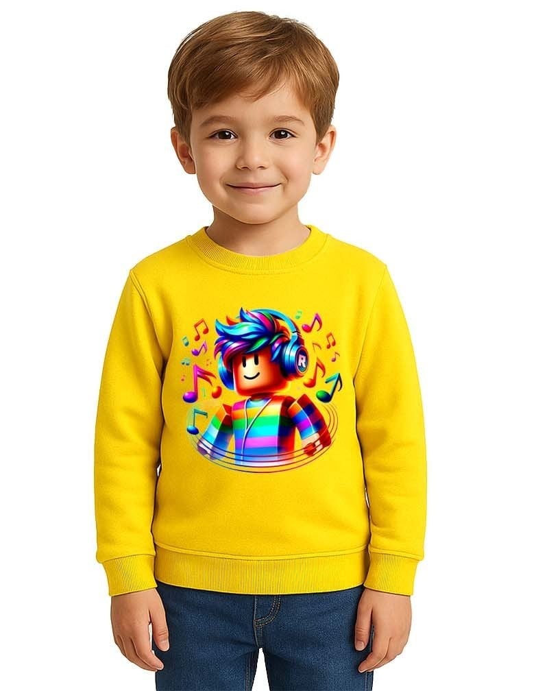 Unisex roblox Baskılı Çocuk Swaetshirt 3 İplik Şardonlu
