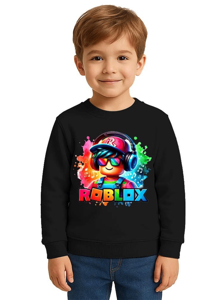 Unisex roblox Baskılı Çocuk Swaetshirt 3 İplik Şardonlu