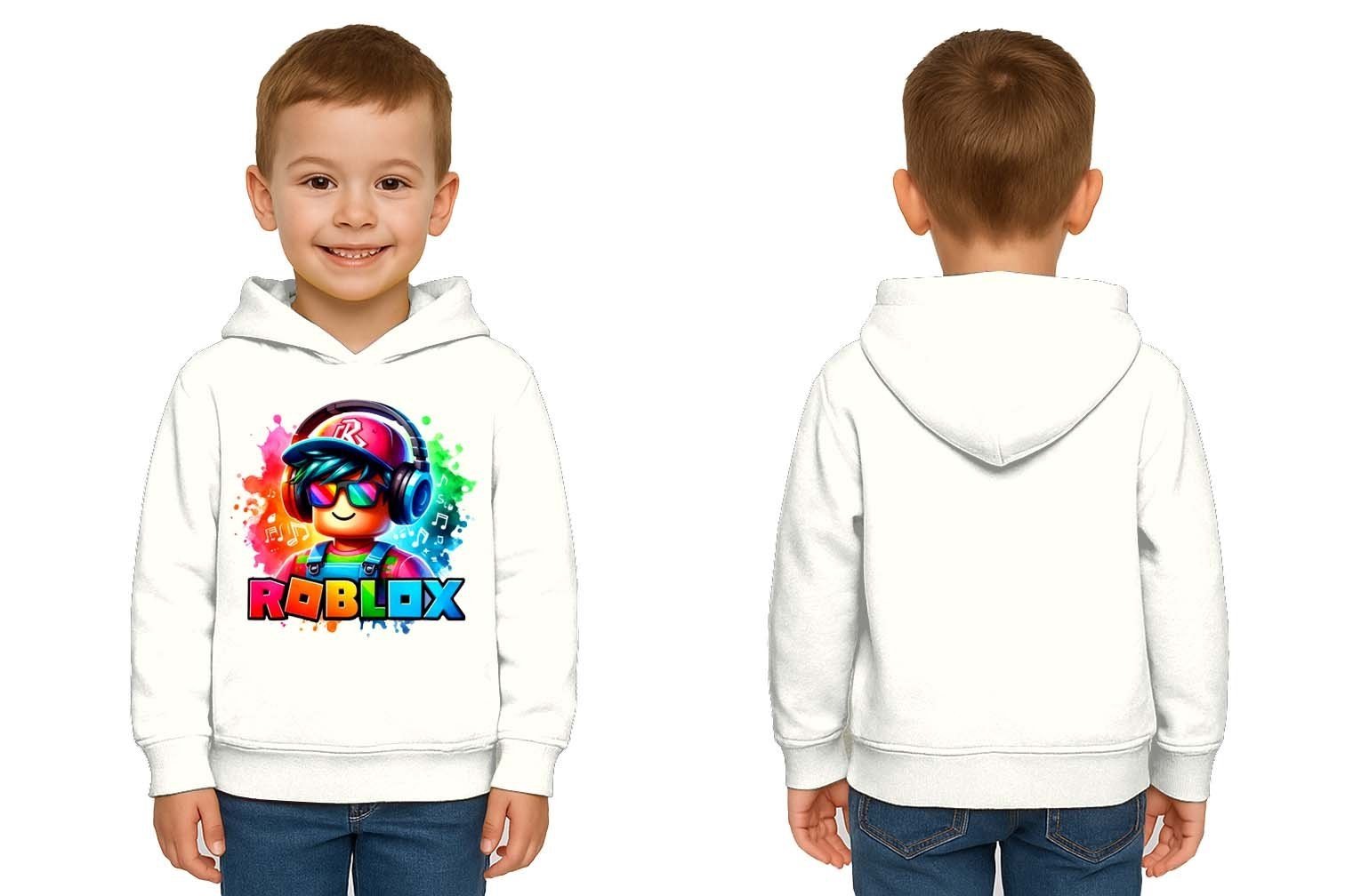 Unisex roblox Baskılı Çocuk Swaetshirt  Baskılı Kapüşonlu 3 İplik Şardonlu
