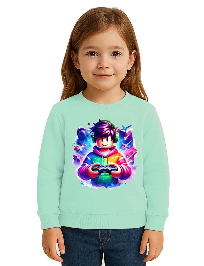 Unisex roblox Baskılı Çocuk Swaetshirt 3 İplik Şardonlu