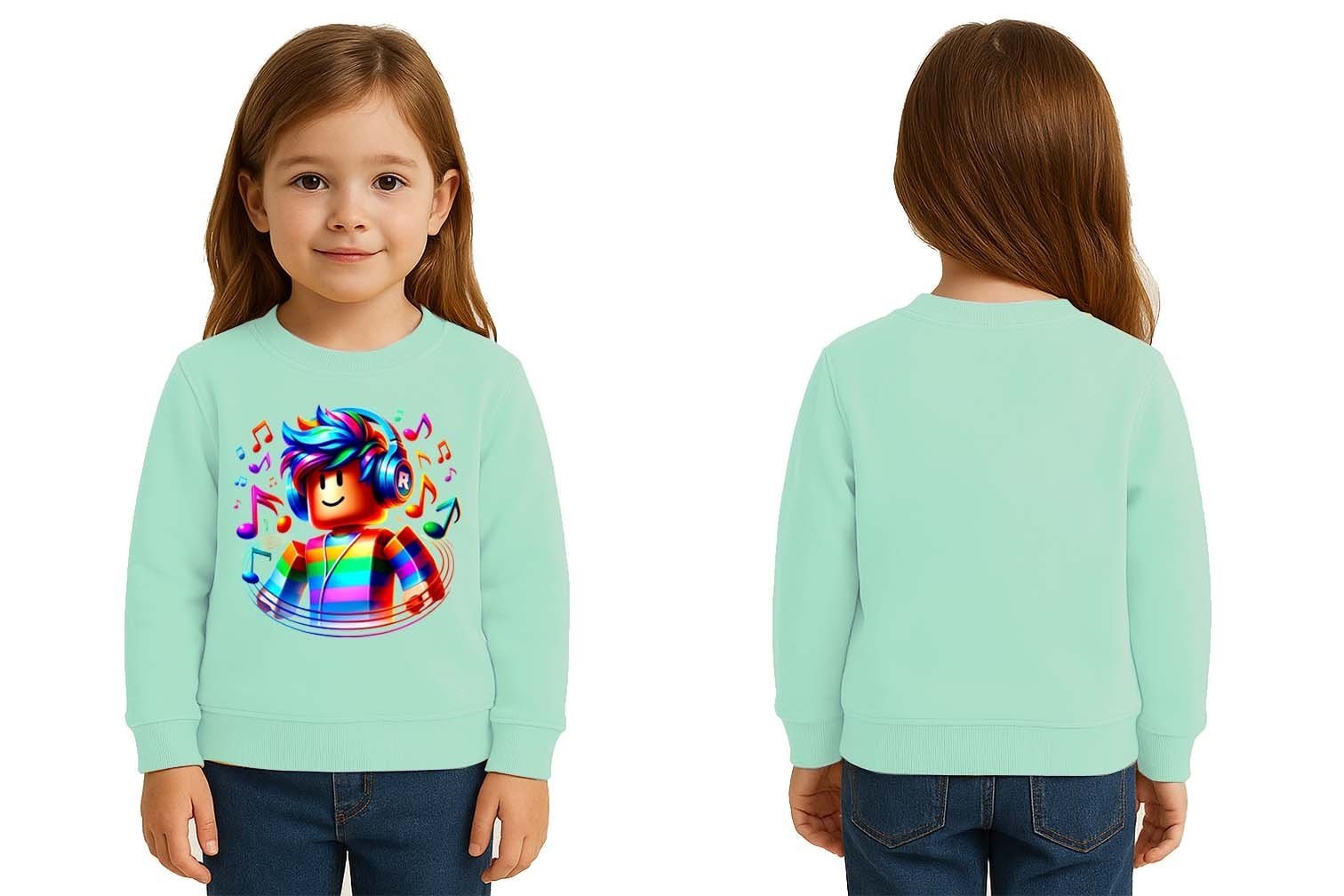 Unisex roblox Baskılı Çocuk Swaetshirt 3 İplik Şardonlu