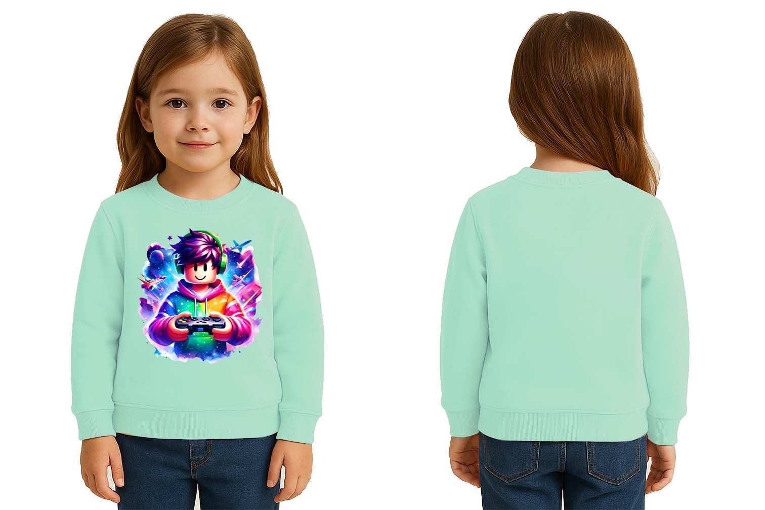 Unisex roblox Baskılı Çocuk Swaetshirt 3 İplik Şardonlu