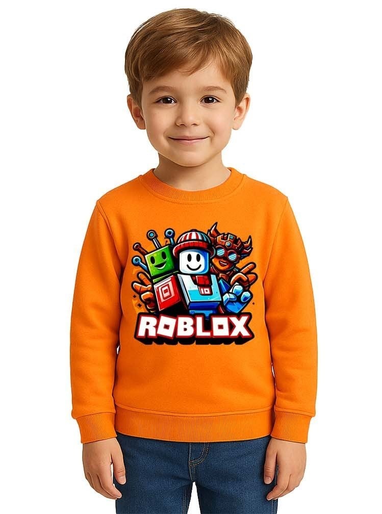Unisex roblox Baskılı Çocuk Swaetshirt 3 İplik Şardonlu