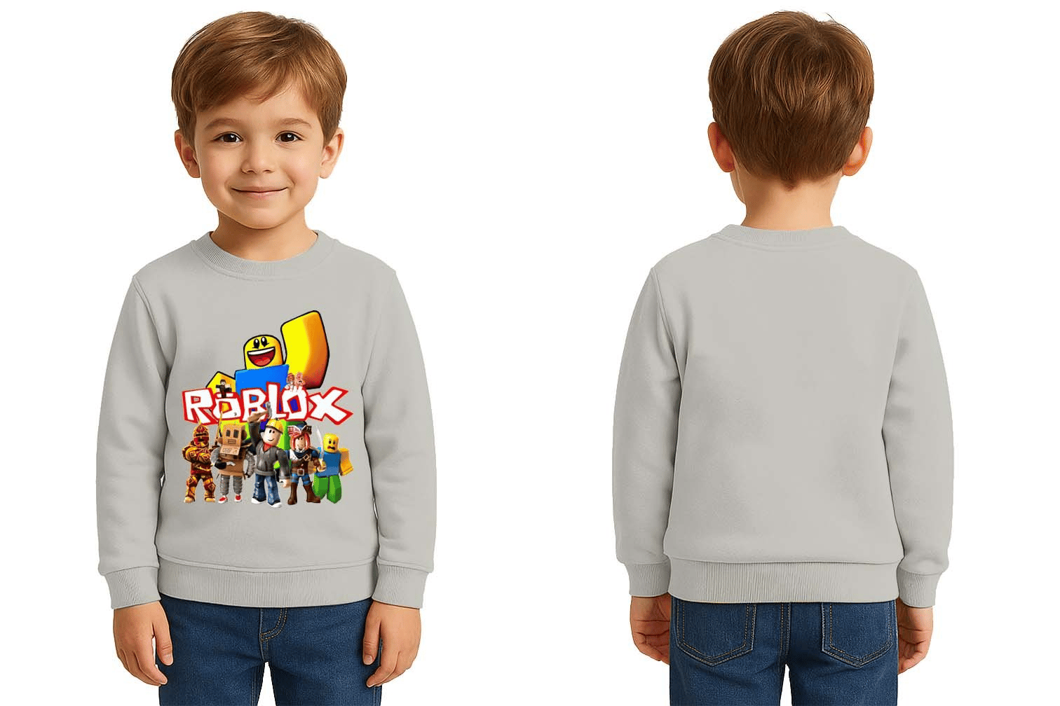 Unisex roblox Baskılı Çocuk Swaetshirt 3 İplik Şardonlu