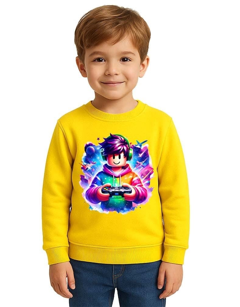 Unisex roblox Baskılı Çocuk Swaetshirt 3 İplik Şardonlu