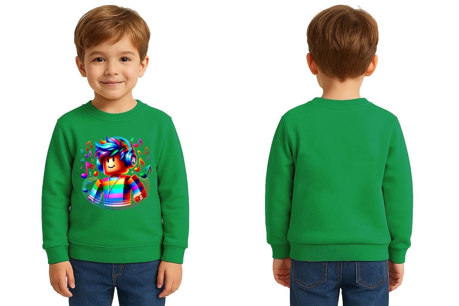 Unisex roblox Baskılı Çocuk Swaetshirt 3 İplik Şardonlu