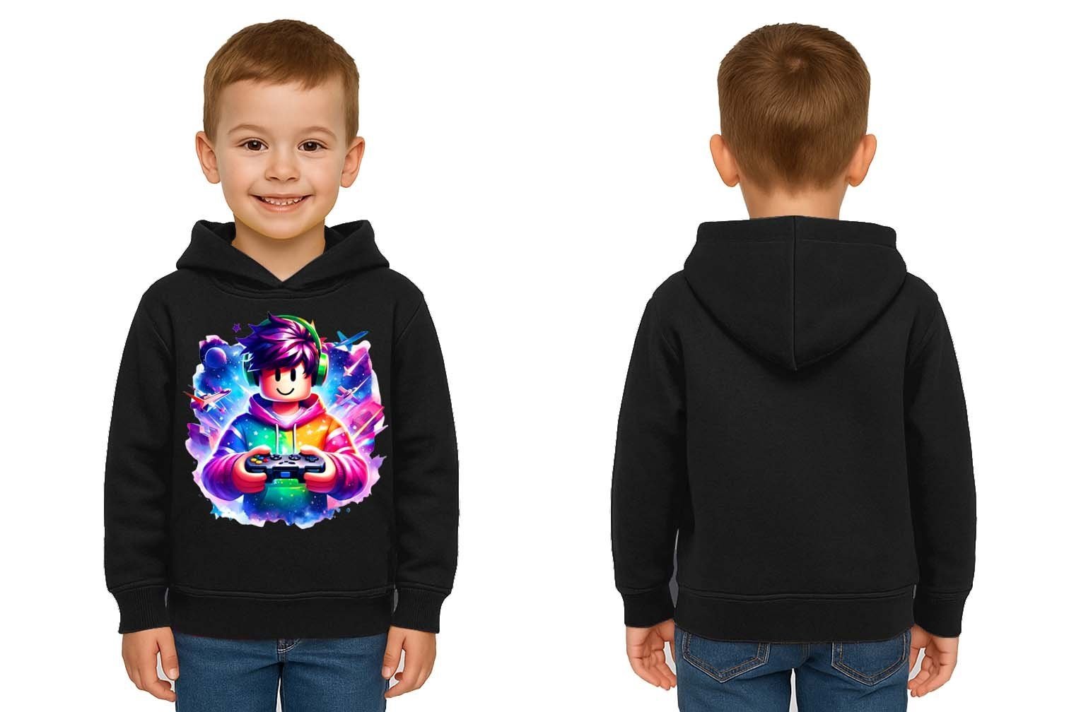 Unisex roblox Baskılı Çocuk Swaetshirt  Baskılı Kapüşonlu 3 İplik Şardonlu