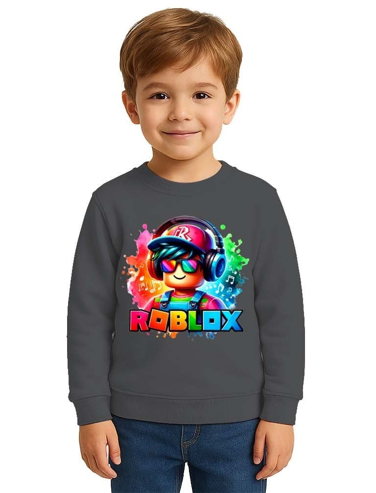 Unisex roblox Baskılı Çocuk Swaetshirt 3 İplik Şardonlu