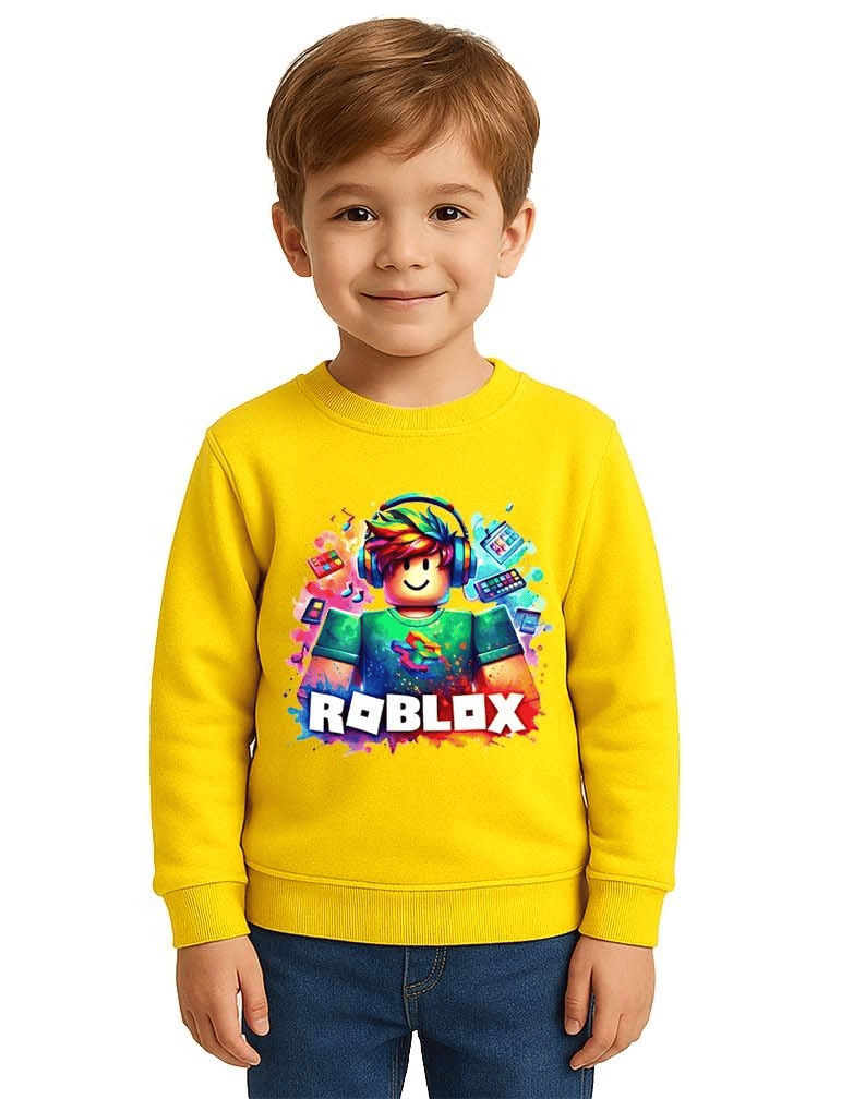 Unisex roblox Baskılı Çocuk Swaetshirt 3 İplik Şardonlu
