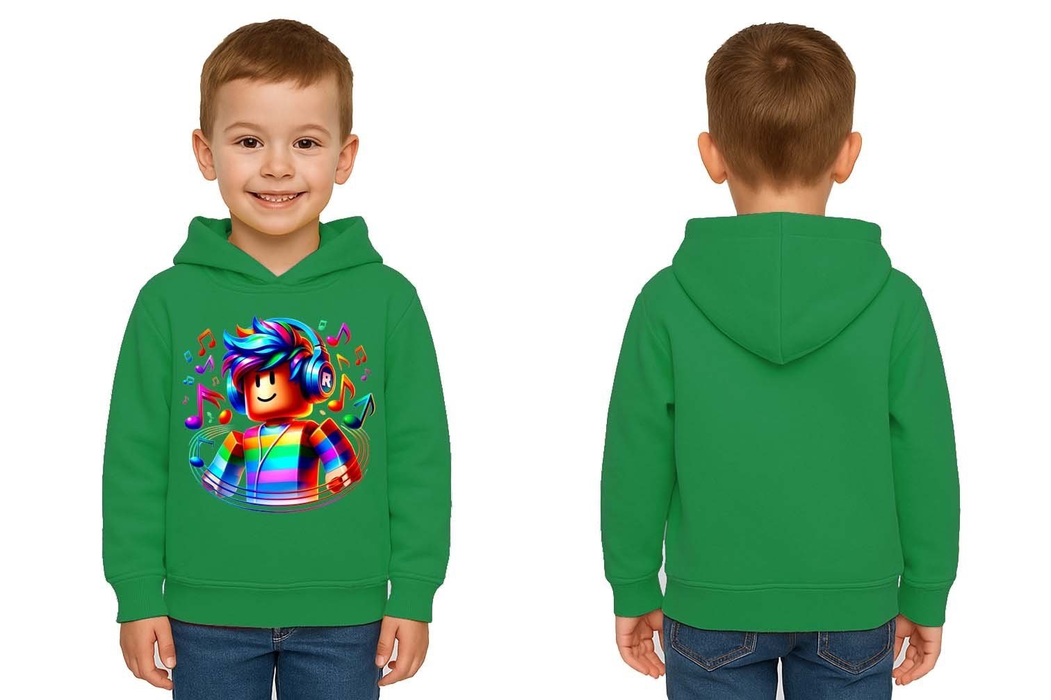 Unisex roblox Baskılı Çocuk Swaetshirt  Baskılı Kapüşonlu 3 İplik Şardonlu