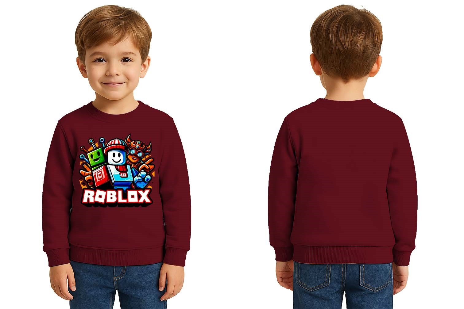 Unisex roblox Baskılı Çocuk Swaetshirt 3 İplik Şardonlu