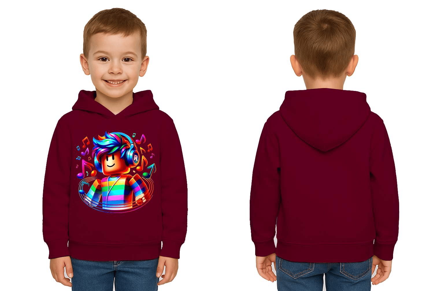 Unisex roblox Baskılı Çocuk Swaetshirt  Baskılı Kapüşonlu 3 İplik Şardonlu