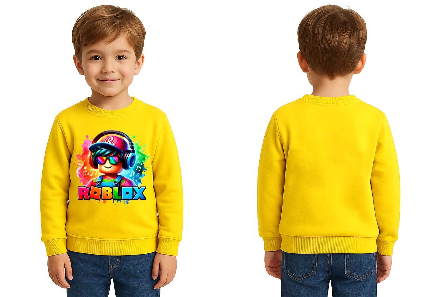 Unisex roblox Baskılı Çocuk Swaetshirt 3 İplik Şardonlu