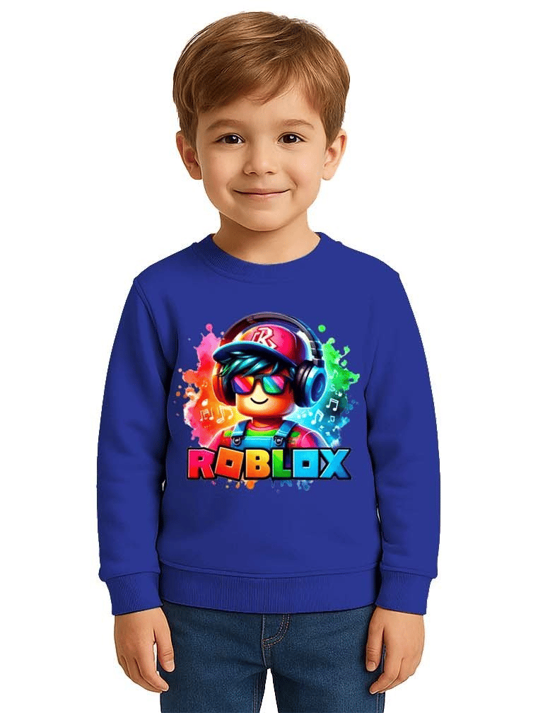 Unisex roblox Baskılı Çocuk Swaetshirt 3 İplik Şardonlu