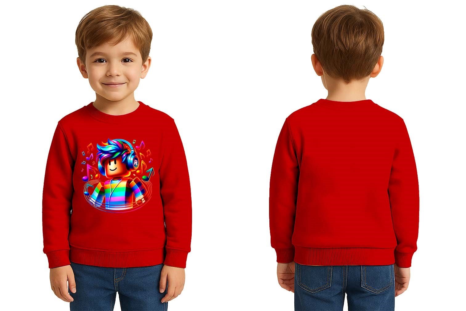 Unisex roblox Baskılı Çocuk Swaetshirt 3 İplik Şardonlu