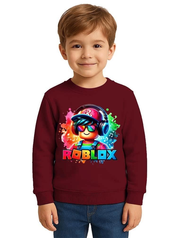Unisex roblox Baskılı Çocuk Swaetshirt 3 İplik Şardonlu