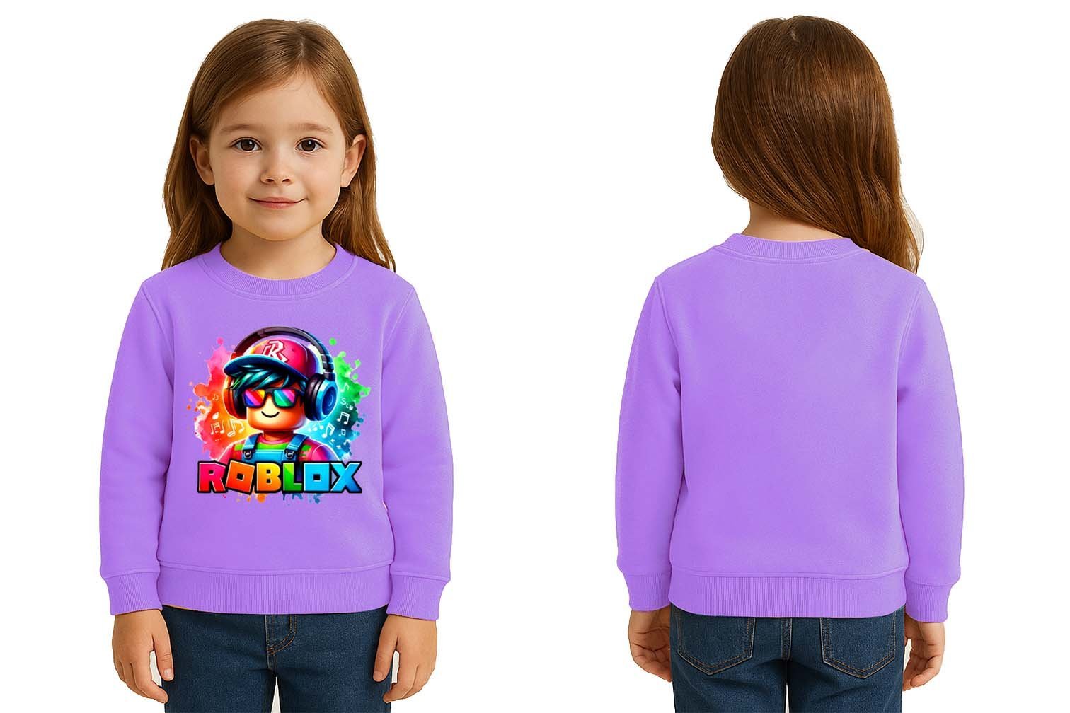 Unisex roblox Baskılı Çocuk Swaetshirt 3 İplik Şardonlu