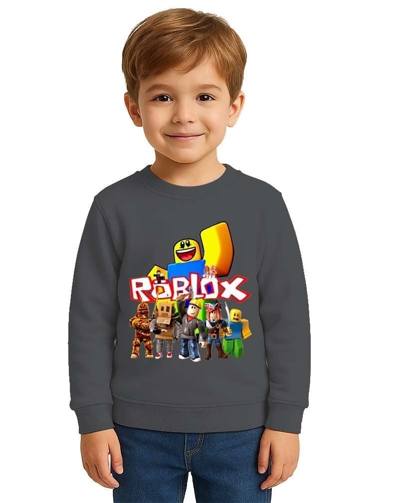 Unisex roblox Baskılı Çocuk Swaetshirt 3 İplik Şardonlu