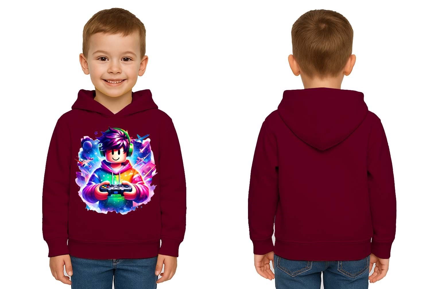 Unisex roblox Baskılı Çocuk Swaetshirt  Baskılı Kapüşonlu 3 İplik Şardonlu