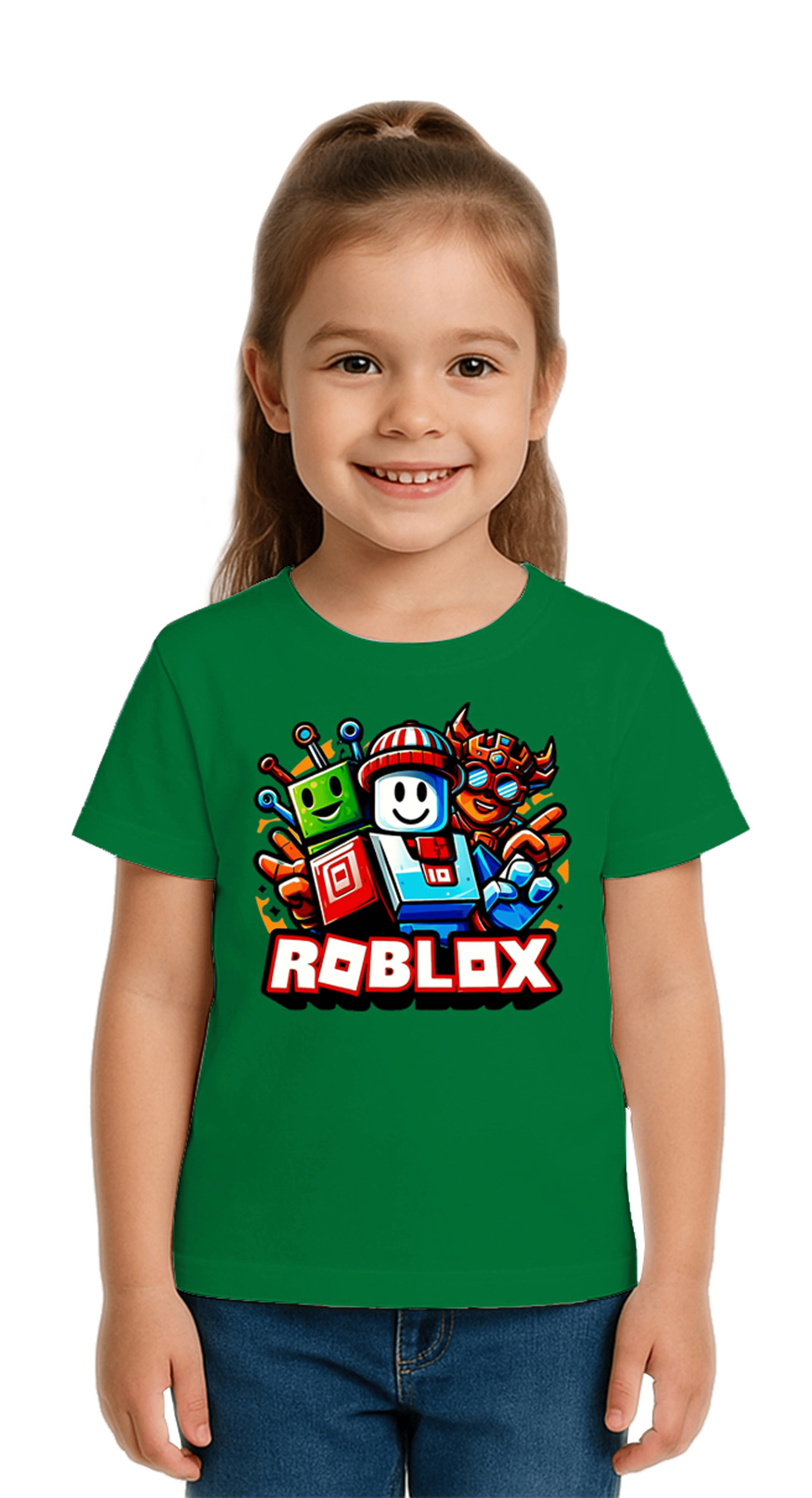 Unisex Roblox Baskılı Çocuk Tişört pamuklu penye kumaş